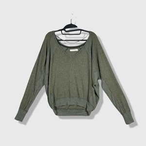 We The Free Long Sleeve Top Women Extra Small Green Waffle Knit Boho Casual